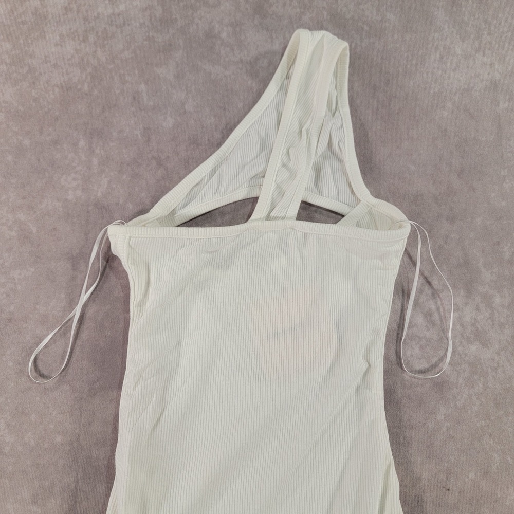Superdown Womens One Shoulder Ribbed Cutout Bodysuit White XS NWT - Picture 7 of 7